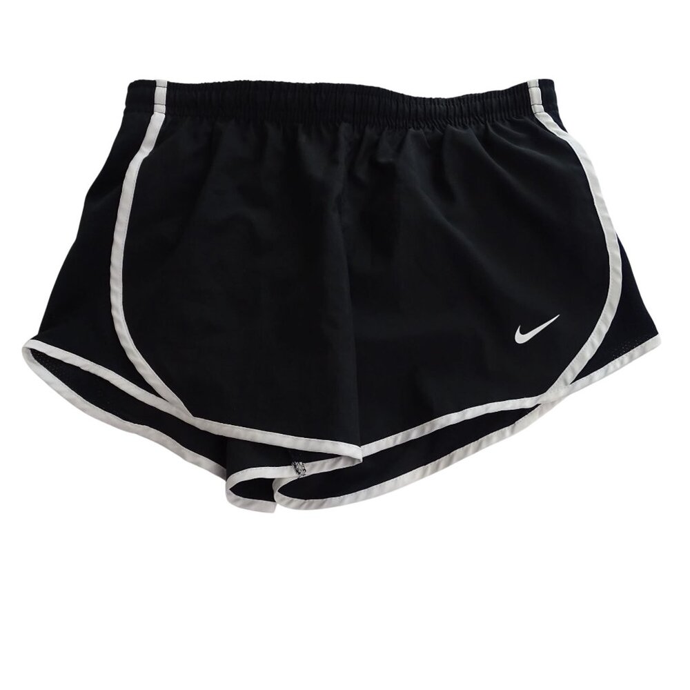 Nike Dri-Fit Running Shorts Girls Size S Black White Athletic Workout Liner